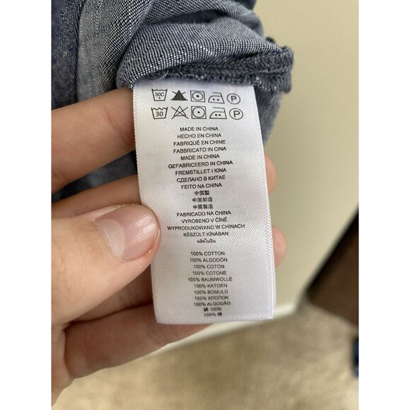 Michael Kors Womens Blue Blouse 12 short sleeve v-neck‎ button up  cotton - Picture 4 of 6